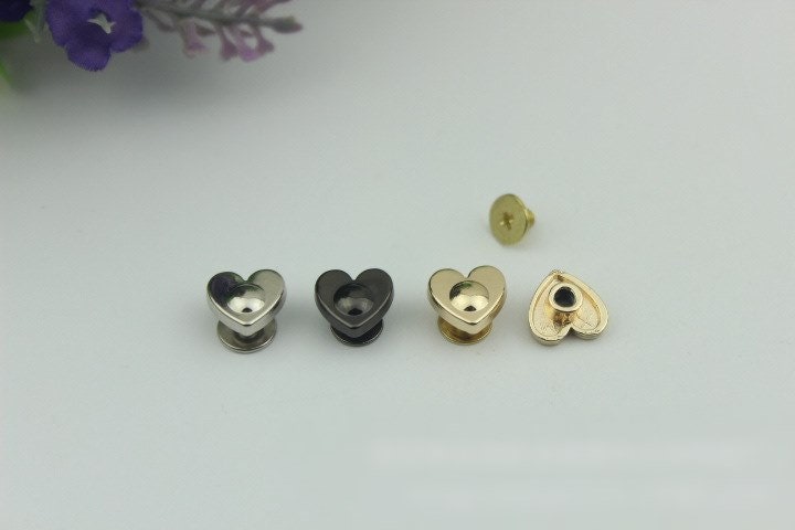 Heart Flat Head Button Belt Strap Chicago Screw Rivet Concho Stud 10mm Screwback Screw Back Shoe Blacelet Purse Handbag Dog Collar Hardware