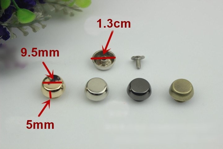 Round Flat Head Button Belt Strap Chicago Screw Rivet Concho Stud 5mm Screwback Screw Back Shoe Blacelet Purse Handbag Dog Collar Hardware