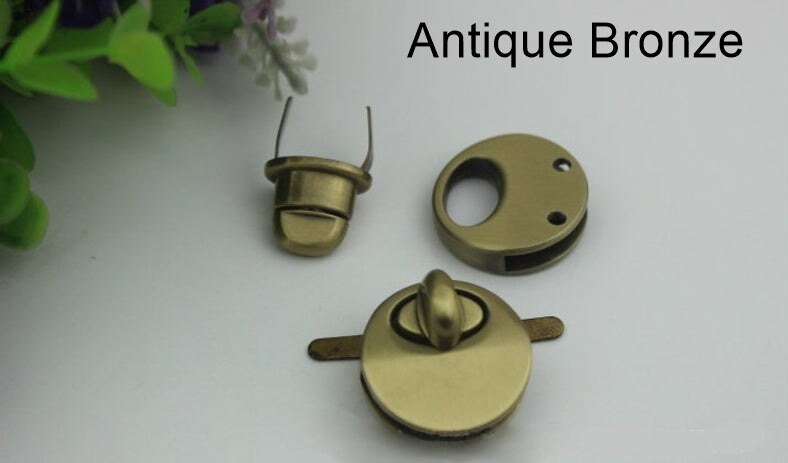 Round Twist Turn Lock 1" 25mm Purse Charm Organizer Luggage Hardware Antique Gold Lock And Key Closure Small Bag Clutch Metal Accessories