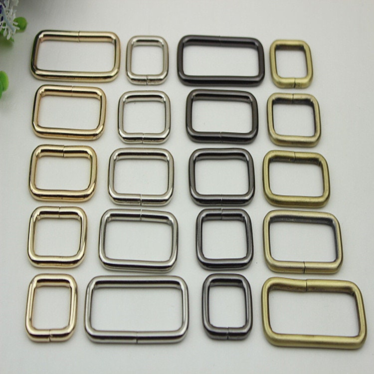 Square Rectangle Purse Strap Slider 10/100 pcs Set Metal Single Loop Slide Buckle Adjuster Keeper Ring 13 17 20 26 33 38 50 mm Belt Webbing