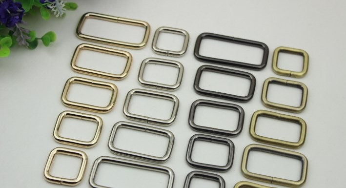 Square Rectangle Purse Strap Slider 10/100 pcs Set Metal Single Loop Slide Buckle Adjuster Keeper Ring 13 17 20 26 33 38 50 mm Belt Webbing