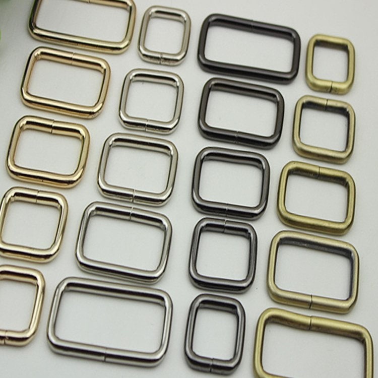 Square Rectangle Purse Strap Slider 10/100 pcs Set Metal Single Loop Slide Buckle Adjuster Keeper Ring 13 17 20 26 33 38 50 mm Belt Webbing