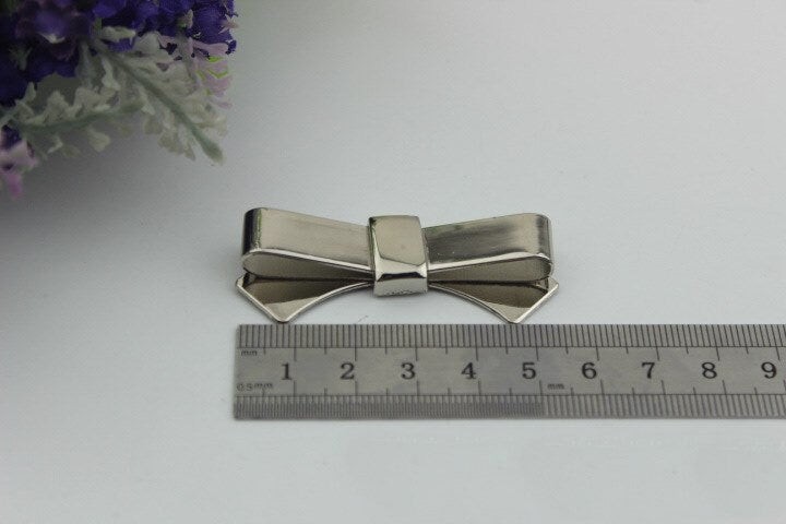 Metal Purse Charm Label Bow 55mm 2 1/8" Silver Gold Hardware Leather Bag Handbag Clutch Backpack Vintage Diy Handmade Decoration Supplies