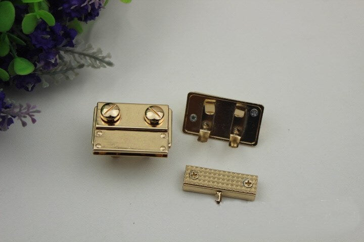 Rectangle twist Lock 40mm 1 5/8" Purse Charm Organizer Luggage Hardware Antique Gold Lock And Key Closure Small Bag Clutch Metal Accessories