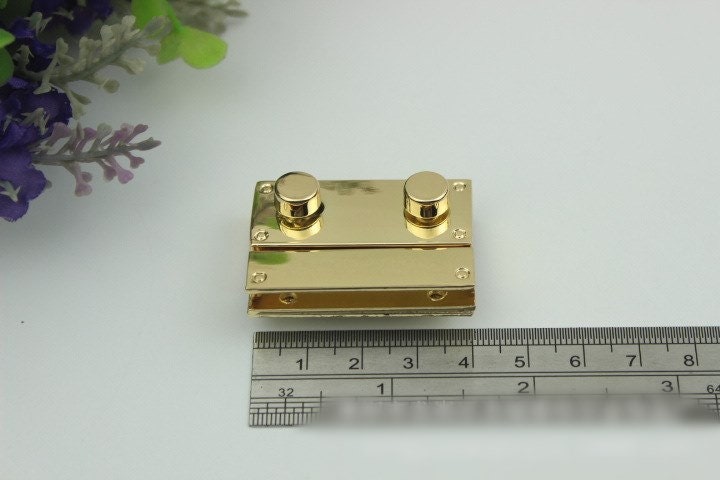 Rectangle Twist Turn Lock 40mm Purse Charm Organizer Luggage Hardware Antique Gold Lock And Key Closure Small Bag Clutch Metal Accessories