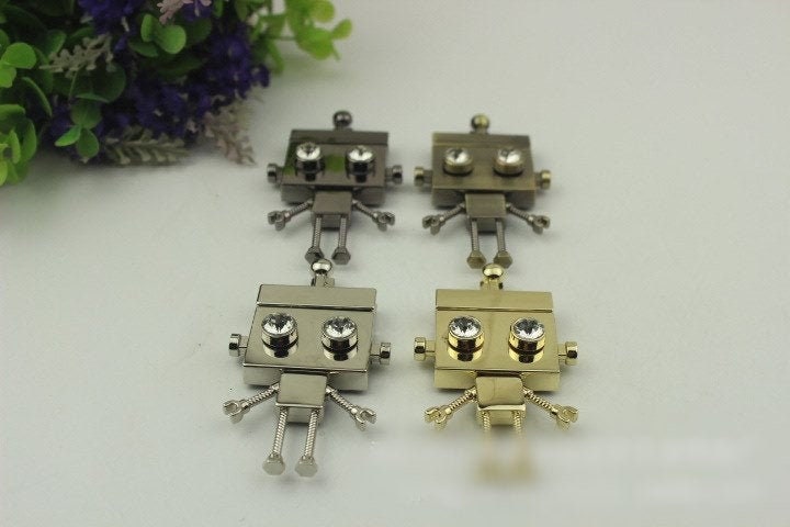 Robot Twist Turn Lock 75mm Purse Charm Organizer Luggage Hardware Antique Gold Lock And Key Closure Small Bag Clutch Metal Accessories