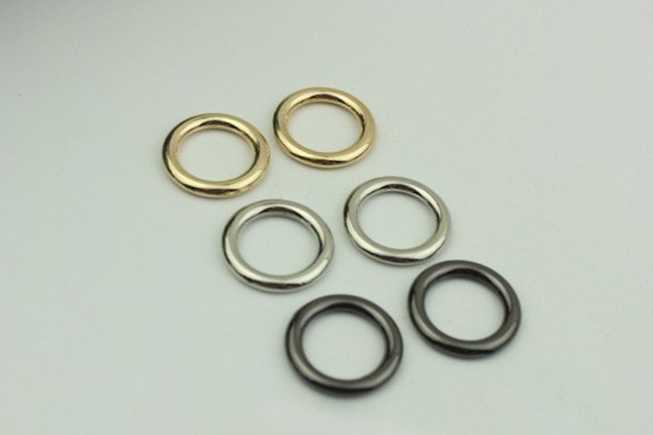 Round Circle Purse Strap Slider Metal Connector Single Loop Slide Buckle Adjuster Strap Keeper Ring 15 mm 5/8" Belt Webbing Purse Hardware