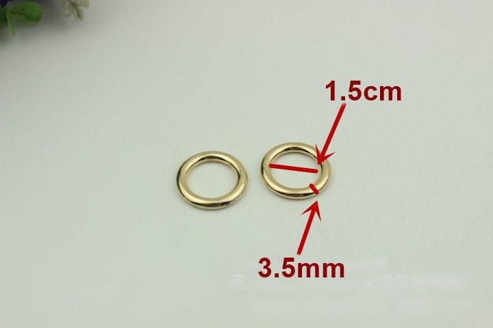 Round Circle Purse Strap Slider Metal Connector Single Loop Slide Buckle Adjuster Strap Keeper Ring 15 mm 5/8" Belt Webbing Purse Hardware