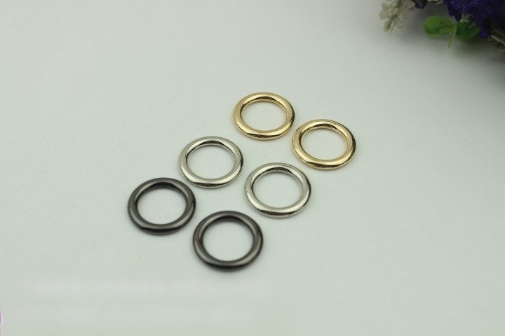 Round Circle Purse Strap Slider Metal Connector Single Loop Slide Buckle Adjuster Strap Keeper Ring 15 mm 5/8" Belt Webbing Purse Hardware