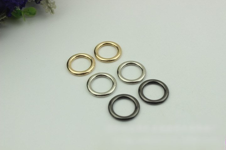 Round Circle Purse Strap Slider Metal Connector Single Loop Slide Buckle Adjuster Strap Keeper Ring 15 mm 5/8" Belt Webbing Purse Hardware