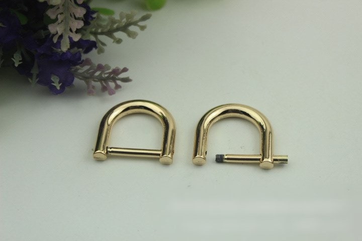 D-Rings Screw In Shackle Horseshoe Buckle Purse Strap Connector Metal Adjuster 20 mm 3/4 Inches Belt Webbing Purse Hardware Wholesale Bulk