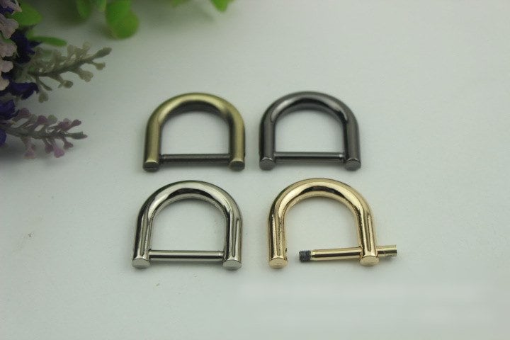 D-Rings Screw In Shackle Horseshoe Buckle Purse Strap Connector Metal Adjuster 20 mm 3/4 Inches Belt Webbing Purse Hardware Wholesale Bulk