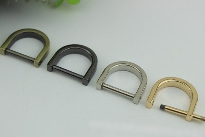 D-Rings Screw In Shackle Horseshoe Buckle Purse Strap Connector Metal Adjuster 20 mm 3/4 Inches Belt Webbing Purse Hardware Wholesale Bulk