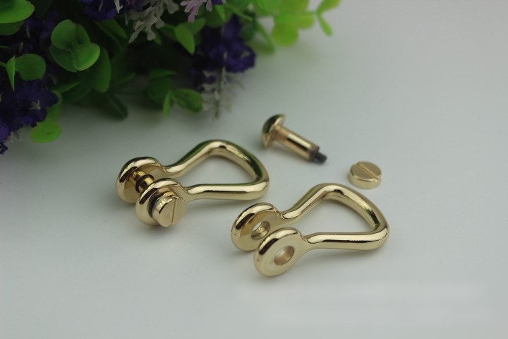 D-Ring Screw In Shackle Horseshoe Buckle Purse Strap Connector Metal Adjuster 10 mm 3/8 Inches Belt Webbing Purse Hardware Wholesale Bulk