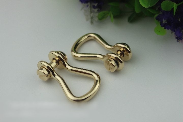 D-Ring Screw In Shackle Horseshoe Buckle Purse Strap Connector Metal Adjuster 10 mm 3/8 Inches Belt Webbing Purse Hardware Wholesale Bulk