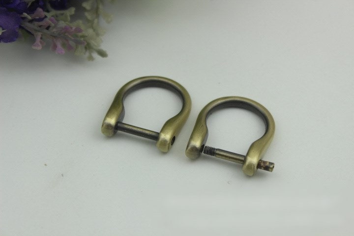 D-Rings Screw In Shackle Horseshoe Buckle Purse Strap Connector Metal Adjuster 15 mm 5/8 Inches Belt Webbing Purse Hardware Wholesale Bulk