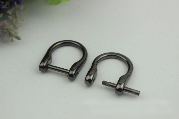 D-Rings Screw In Shackle Horseshoe Buckle Purse Strap Connector Metal Adjuster 15 mm 5/8 Inches Belt Webbing Purse Hardware Wholesale Bulk