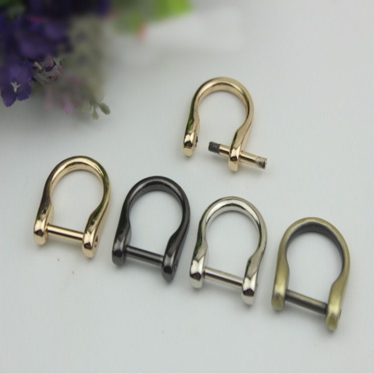 D-Rings Screw In Shackle Horseshoe Buckle Purse Strap Connector Metal Adjuster 15 mm 5/8 Inches Belt Webbing Purse Hardware Wholesale Bulk