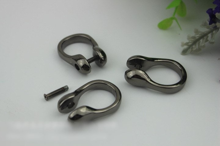 D-Ring Screw In Shackle Horseshoe Buckle Purse Strap Connector Metal Adjuster 8 mm 1/4 Inches Belt Webbing Purse Hardware Wholesale Bulk