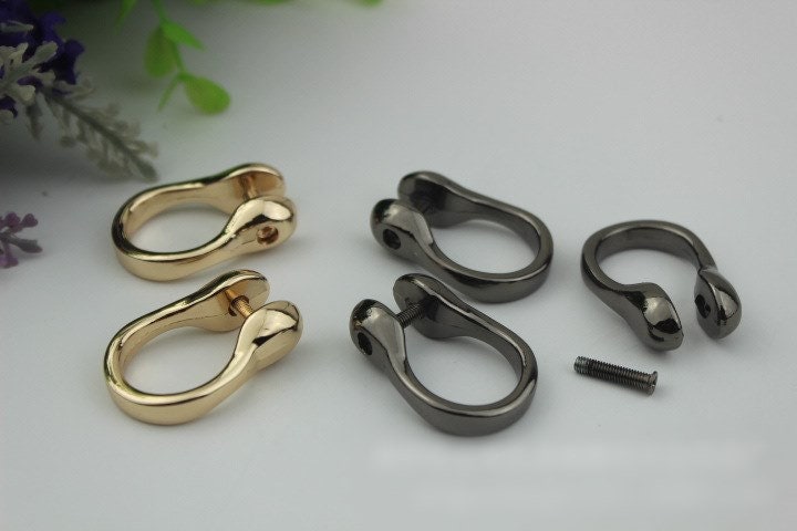 D-Ring Screw In Shackle Horseshoe Buckle Purse Strap Connector Metal Adjuster 8 mm 1/4 Inches Belt Webbing Purse Hardware Wholesale Bulk