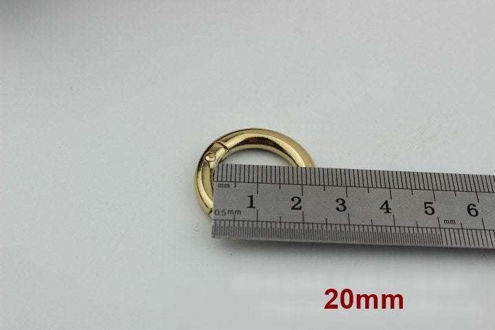 Spring O Ring 10 12 15 20 25 32 38 50 mm Round Metal Push Gate Snap Hook Trigger Lobster Clasp Clip Purse Bag Handbag Handle Wholesale