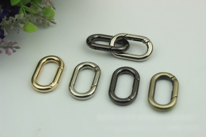 Oval Spring Ring Push Gate Snap 1/2 - 1 " 13x25mm Extend Purse Bag Chain Strap Key Fob Keyring Dog Leash Metal Trigger Clasp Clip