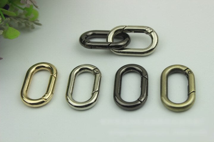 Oval Spring Ring Push Gate Snap 1/2 - 1 " 13x25mm Extend Purse Bag Chain Strap Key Fob Keyring Dog Leash Metal Trigger Clasp Clip