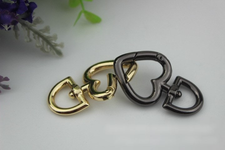 Heart Spring Push Gate Ring Swivel Snap Hook 45 15mm Alloy Metal Spring Trigger Lobster Clasp Clip Purse Bag Handbag Strap Handle Wholesale