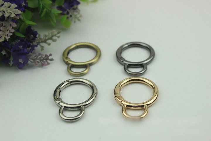 Round Spring Push Gate Ring Swivel Snap Hook 25mm 1" Metal Handle Trigger Lobster Clasp Clip Purse Bag Handbag DIY Hardware Bulk Wholesale