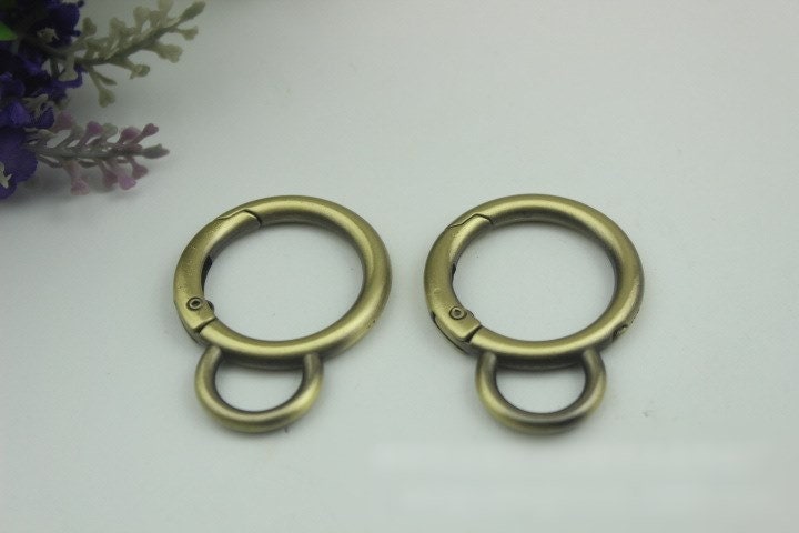 Round Spring Push Gate Ring Swivel Snap Hook 25mm 1" Metal Handle Trigger Lobster Clasp Clip Purse Bag Handbag DIY Hardware Bulk Wholesale