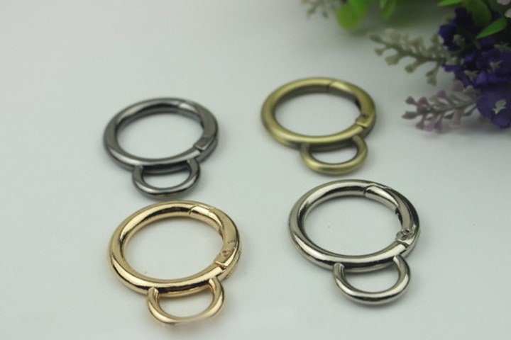 Round Spring Push Gate Ring Swivel Snap Hook 25mm 1" Metal Handle Trigger Lobster Clasp Clip Purse Bag Handbag DIY Hardware Bulk Wholesale