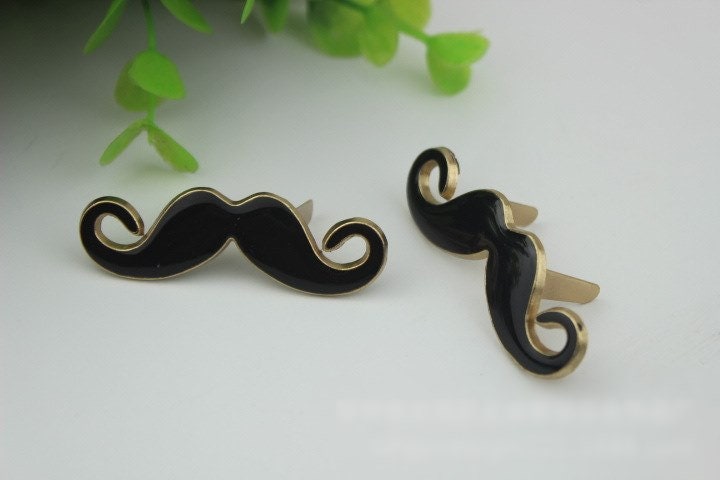 Metal Purse Charm Label Fanny Mustache 50mm 2" Gold Hardware Leather Bag Handbag Clutch Backpack Vintage Diy Handmade Decoration Supplies