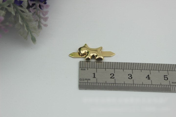 Metal Purse Charm Label Dog Shaped 15mm 5/8" Gold Hardware Leather Bag Handbag Clutch Backpack Vintage Diy Handmade Decoration Supplies