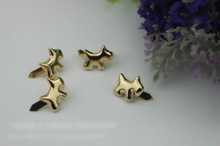 Metal Purse Charm Label Dog Shaped 15mm 5/8" Gold Hardware Leather Bag Handbag Clutch Backpack Vintage Diy Handmade Decoration Supplies