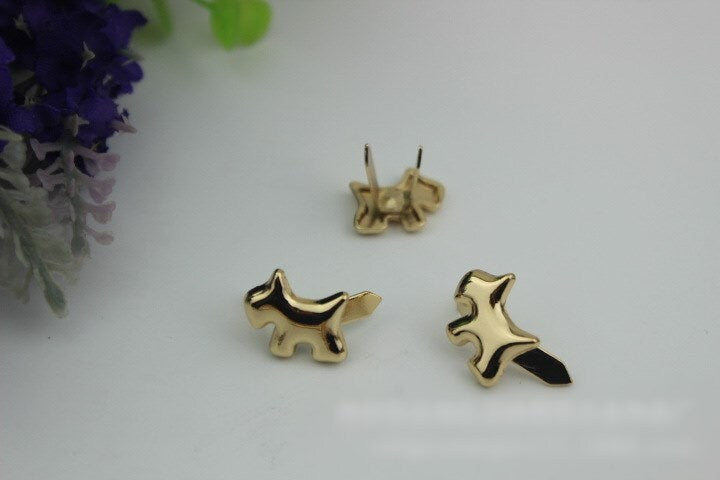 Metal Purse Charm Label Dog Shaped 15mm 5/8" Gold Hardware Leather Bag Handbag Clutch Backpack Vintage Diy Handmade Decoration Supplies