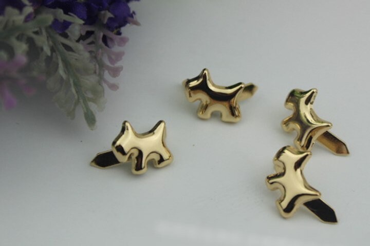 Metal Purse Charm Label Dog Shaped 15mm 5/8" Gold Hardware Leather Bag Handbag Clutch Backpack Vintage Diy Handmade Decoration Supplies