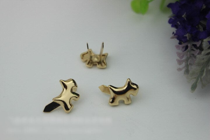 Metal Purse Charm Label Dog Shaped 15mm 5/8" Gold Hardware Leather Bag Handbag Clutch Backpack Vintage Diy Handmade Decoration Supplies