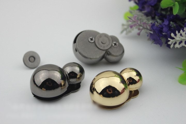 Magnetic Bag Lock Button 40mm 1 5/8" Purse Charm Organizer Luggage Hardware Black Gold Closure Small Bag Clutch Metal DIY Bulk Wholesale