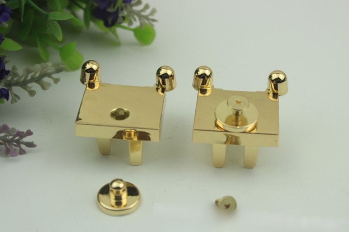 Rectangle Twist Press Lock 30mm Purse Charm Organizer Luggage Hardware Antique Gold Lock And Key Closure Small Bag Clutch Metal Accessories