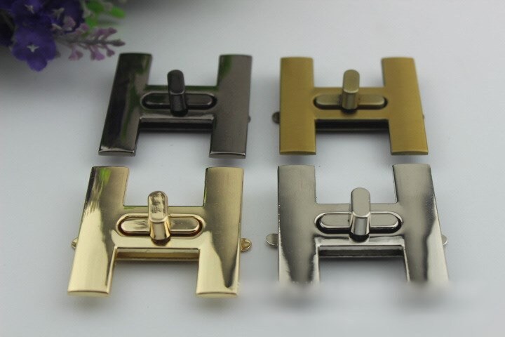 H-Shaped Twist Turn Lock 45mm Purse Charm Organizer Luggage Hardware Antique Gold Lock And Key Closure Small Bag Clutch Metal Accessories