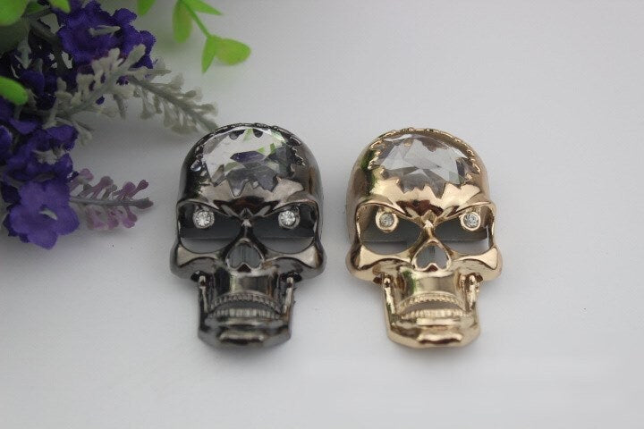 Metal Purse Charm Label Skull Shaped 55mm 2 1/8" Gold Hardware Leather Bag Handbag Clutch Backpack Vintage Diy Handmade Decoration Supplies