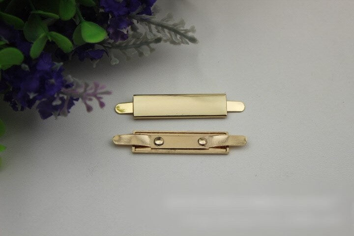 Metal Purse Charm Label Rectangle 38 mm 1 1/2" Gold Hardware Leather Bag Handbag Clutch Backpack Vintage Diy Handmade Decoration Supplies