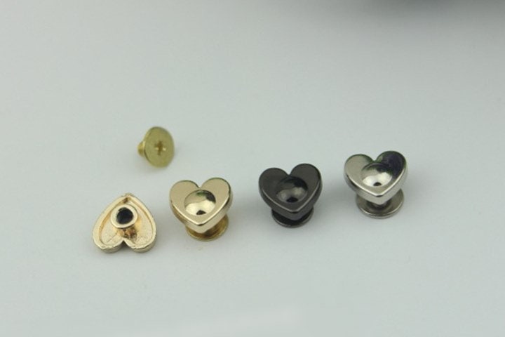 Heart Flat Head Button Belt Strap Chicago Screw Rivet Concho Stud 10mm Screwback Screw Back Shoe Blacelet Purse Handbag Dog Collar Hardware