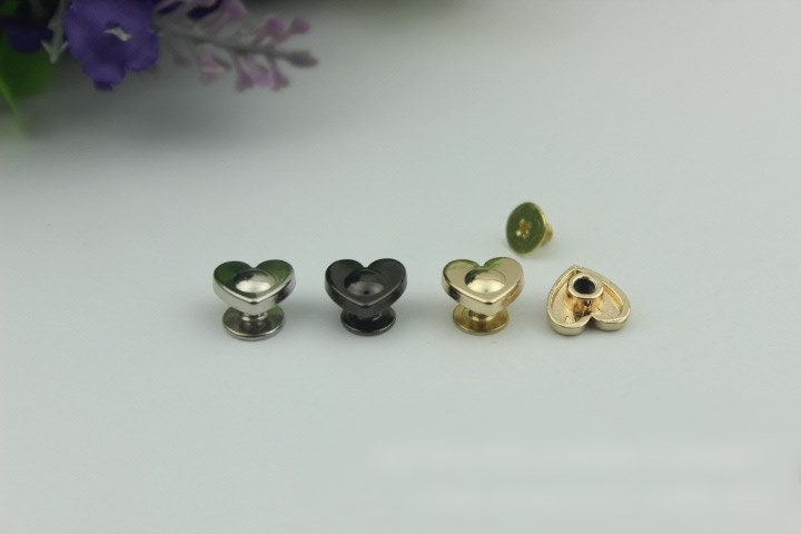 Heart Flat Head Button Belt Strap Chicago Screw Rivet Concho Stud 10mm Screwback Screw Back Shoe Blacelet Purse Handbag Dog Collar Hardware