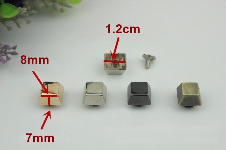 Square Flat Head Button Belt Strap Chicago Screw Rivet Concho Stud 7mm Screwback Screw Back Shoe Blacelet Purse Handbag Dog Collar Hardware