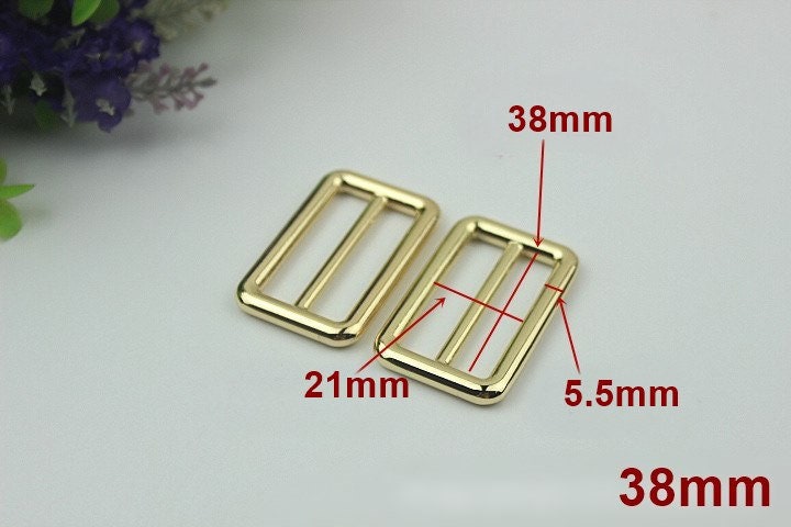 Rectangle Double Loop Purse Strap Slider Metal Connector Buckle Adjuster Keeper Ring 16 20 26 32 38 mm Belt Webbing Hardware Wholesale Bulk