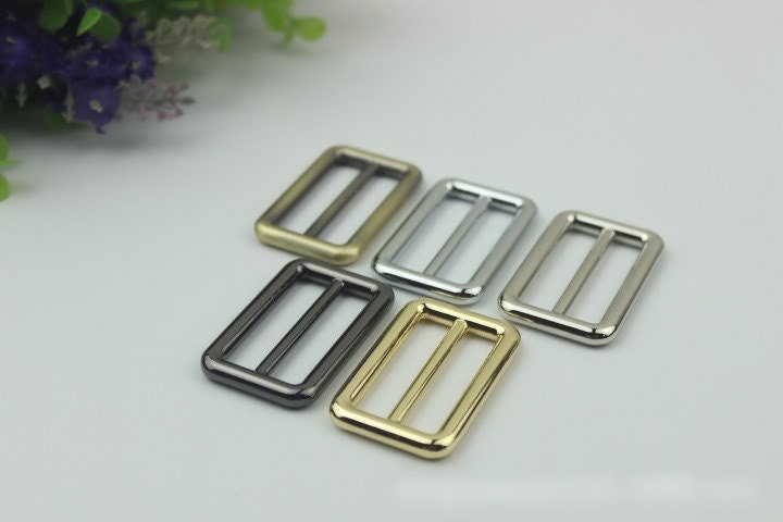 Rectangle Double Loop Purse Strap Slider Metal Connector Buckle Adjuster Keeper Ring 16 20 26 32 38 mm Belt Webbing Hardware Wholesale Bulk