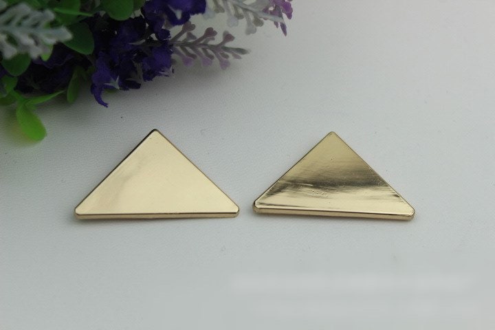 Triangle Purse Charm Label 40mm 1 5/8" Metal Gold Hardware Leather Bag Handbag Clutch Backpack Vintage Diy Handmade Decoration Supplies Bulk