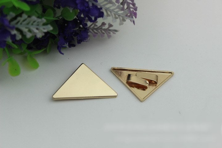 Triangle Purse Charm Label 40mm 1 5/8" Metal Gold Hardware Leather Bag Handbag Clutch Backpack Vintage Diy Handmade Decoration Supplies Bulk