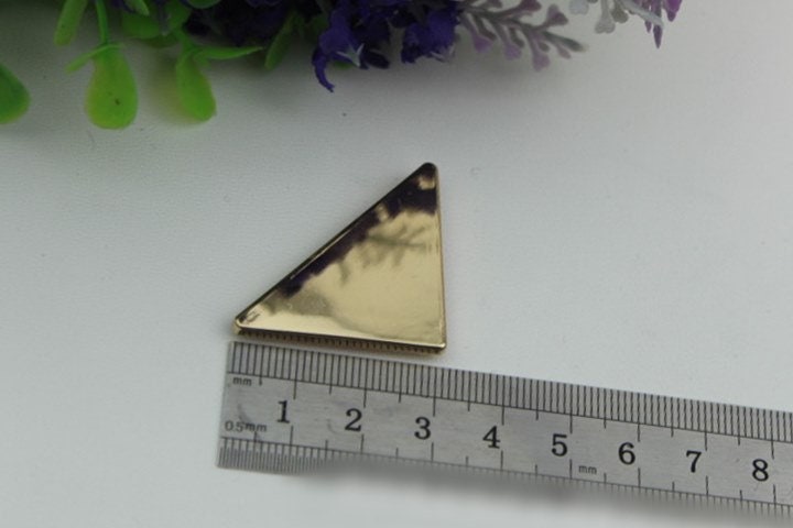 Triangle Purse Charm Label 40mm 1 5/8" Metal Gold Hardware Leather Bag Handbag Clutch Backpack Vintage Diy Handmade Decoration Supplies Bulk